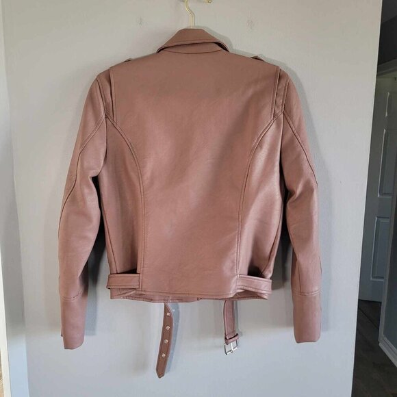Noisy May Salmon coloured faux leather biker jacket. EUC - Picture 2 of 10